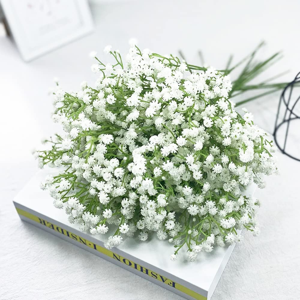 Picture of Artificial Plastic Flowers Bouquet White Gypsophila DIY Home Wedding Balcony Babysbreath Outdoor Decoration Flower white 