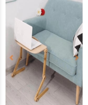 Picture of Children Desk For Study And Playing Laptop Table stand cooling fan wooden Portable Folding Lap-Desk Tray Bed Notebook Table Adjustable Brown 