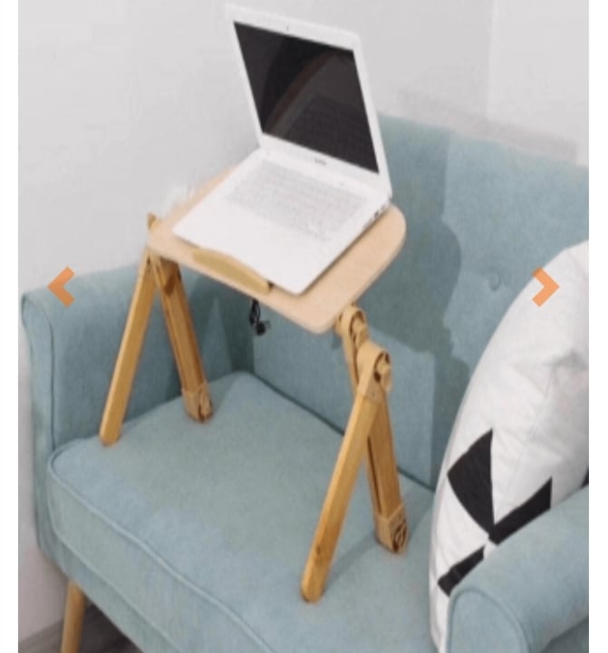 Picture of Children Desk For Study And Playing Laptop Table stand cooling fan wooden Portable Folding Lap-Desk Tray Bed Notebook Table Adjustable Brown 