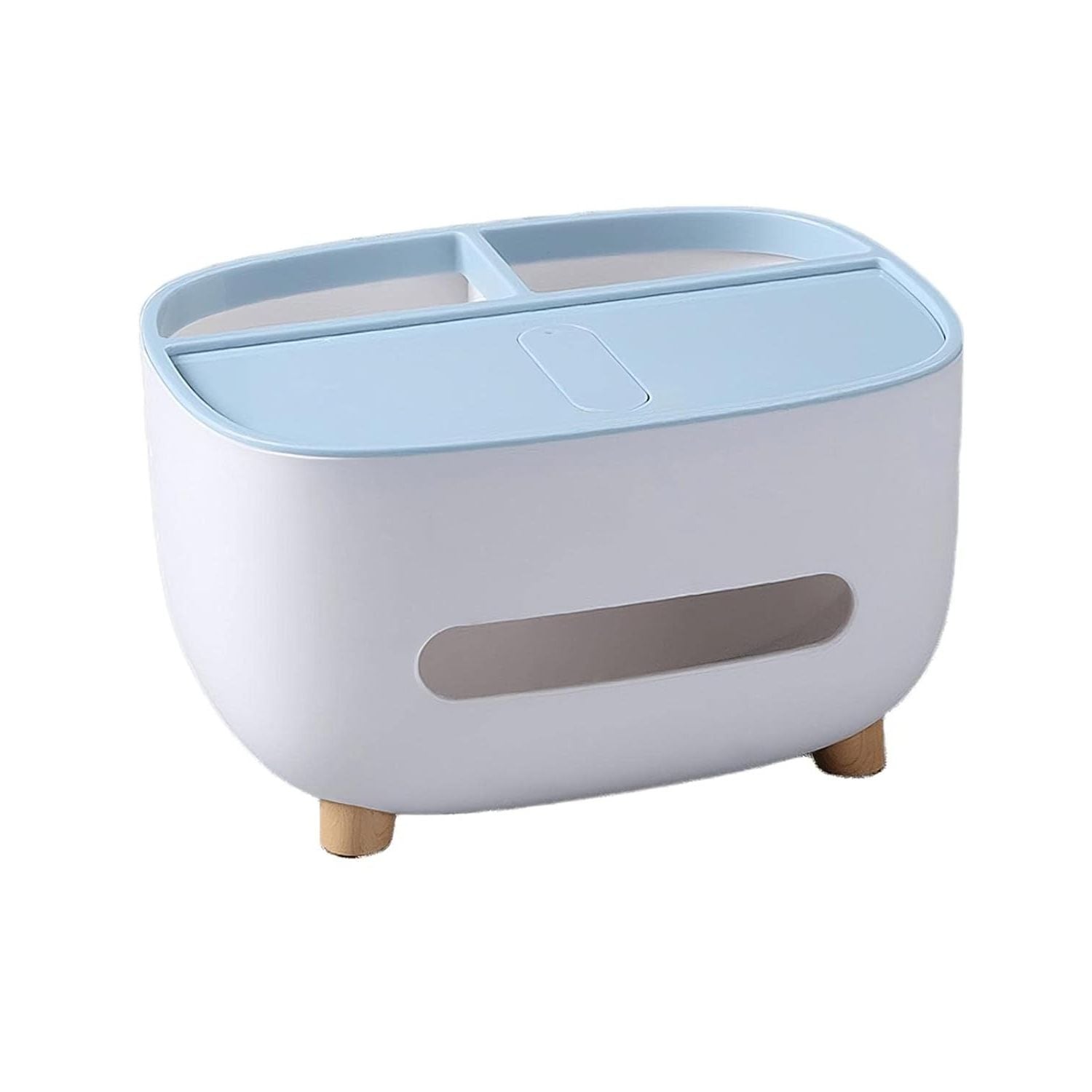 Picture of Tissue Box Cover Holder with Storage, Napkin Tissue Box, Multi-Function Tissue Box ABS Material Storage Organizer Off White 
