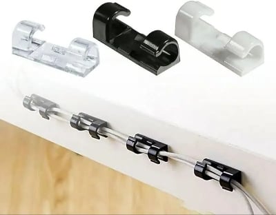 Picture of 10 Pcs Organizer Drop Wire Holder Cord Management Self-Adhesive Cable Manager Fixed Clamp Wire Winder  