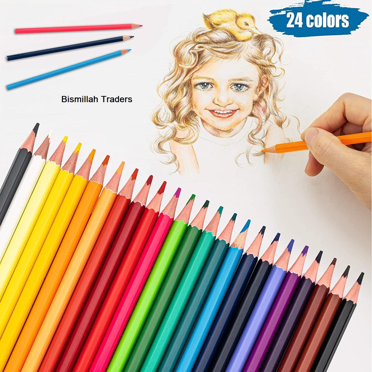 Picture of 24 pcs Colored Pencils box Soft Core Colored Pencils for Drawing Sketching Shading Layering Blending Multicolor 