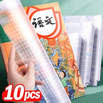 Picture of Book cover A4 and 16k 10 pieces transparent self-adhesive textbook cover, Book cover for primary and kindergarten school students, waterproof book cover  
