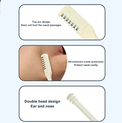 Picture of 3 pcs nose Hair Cutter, 360 Degree Rotating Nose Tweezer - Multi-functional Nose Hair Trimmer Tool for Travel, Picnic, Dating Portable Earpick iake  
