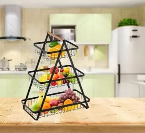 Picture of 3-Layer Countertop Fruit Basket Storage, Vegetable Rack Bread Display Stand for Kitchen, Black 