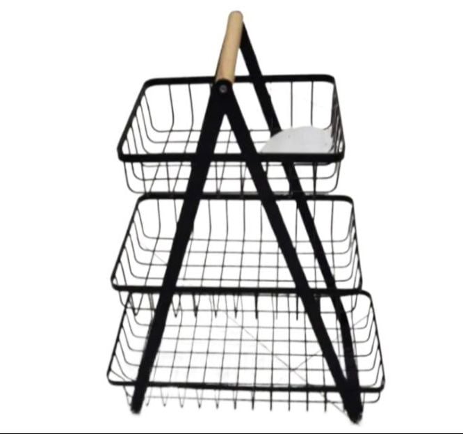 Picture of 3-Layer Countertop Fruit Basket Storage, Vegetable Rack Bread Display Stand for Kitchen, Black 