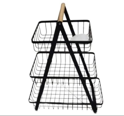 Picture of 3-Layer Countertop Fruit Basket Storage, Vegetable Rack Bread Display Stand for Kitchen, Black 