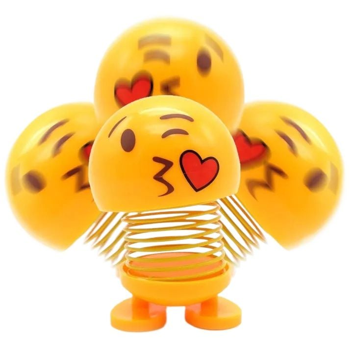 Picture of 3 Pcs Smiley Spring Doll, Cute Emoji Bobble Head Dolls Car Ornaments Bounce Toys, Emoticon Figure Funny Smiley Face Springs Car Decoration For CarInterior Dashboard Cute Doll Expression Pack Toys  