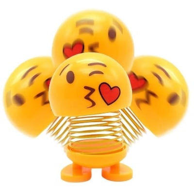 Picture of 3 Pcs Smiley Spring Doll, Cute Emoji Bobble Head Dolls Car Ornaments Bounce Toys, Emoticon Figure Funny Smiley Face Springs Car Decoration For CarInterior Dashboard Cute Doll Expression Pack Toys  