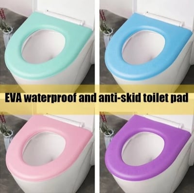 Picture of 2 PCS Foam Toilet Cover Washable Sticker Waterproof Bathroom Toilet Seat Reusable Silicone Four Seasons Household Toilet Multicolor 2pcs 
