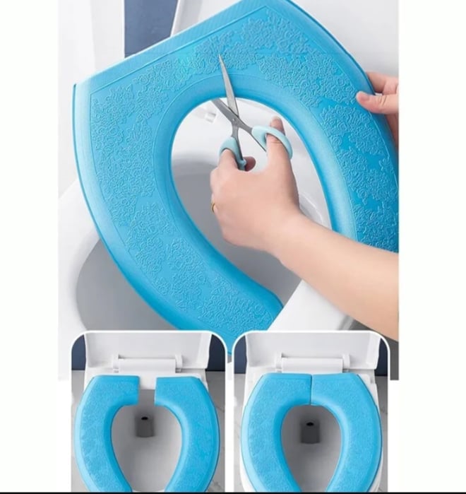 Picture of 2 PCS Foam Toilet Cover Washable Sticker Waterproof Bathroom Toilet Seat Reusable Silicone Four Seasons Household Toilet Multicolor 2pcs 
