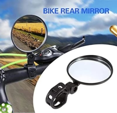 Picture of 1 pc Bicycle Mirror Handlebar Adjustable 360 Degree Rotation Wide Angle Rearview Mirrors Reflector Motorcycle Accessories Black 