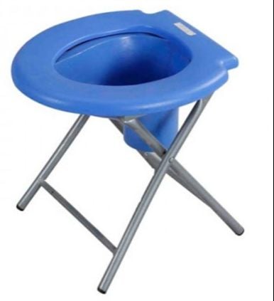 Picture of Super Premium Quality Heavy Stainless Steel Folding Commode Chair / Folding High Commode Folding Commode Chair stool Portable folding Long Lasting Light blue 