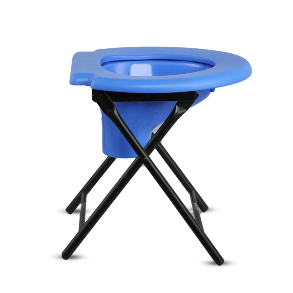 Picture of Super Premium Quality Heavy Stainless Steel Folding Commode Chair / Folding High Commode Folding Commode Chair stool Portable folding Long Lasting Light blue 
