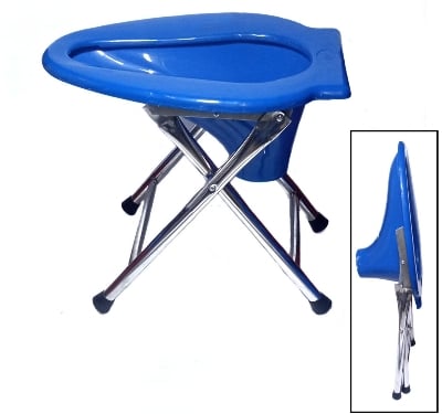 Picture of Super Premium Quality Heavy Stainless Steel Folding Commode Chair / Folding High Commode Folding Commode Chair stool Portable folding Long Lasting Light blue 
