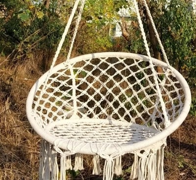 Picture of Round Hammock Swing Chair Hanging Hammock Rope Hanging Garden Seat Knitting Rope Swing Balcony Chair  Hanging swing chair hammock outdoor seating Off White 