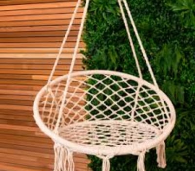 Picture of Round Hammock Swing Chair Hanging Hammock Rope Hanging Garden Seat Knitting Rope Swing Balcony Chair  Hanging swing chair hammock outdoor seating Off White 
