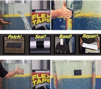 Picture of Strong Rubberized Instantly Stops Leaks Waterproof Flex Tape Pipe Repair Strong Waterproof Glue - Tape Black 