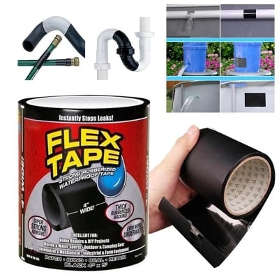 Picture of Strong Rubberized Instantly Stops Leaks Waterproof Flex Tape Pipe Repair Strong Waterproof Glue - Tape Black 