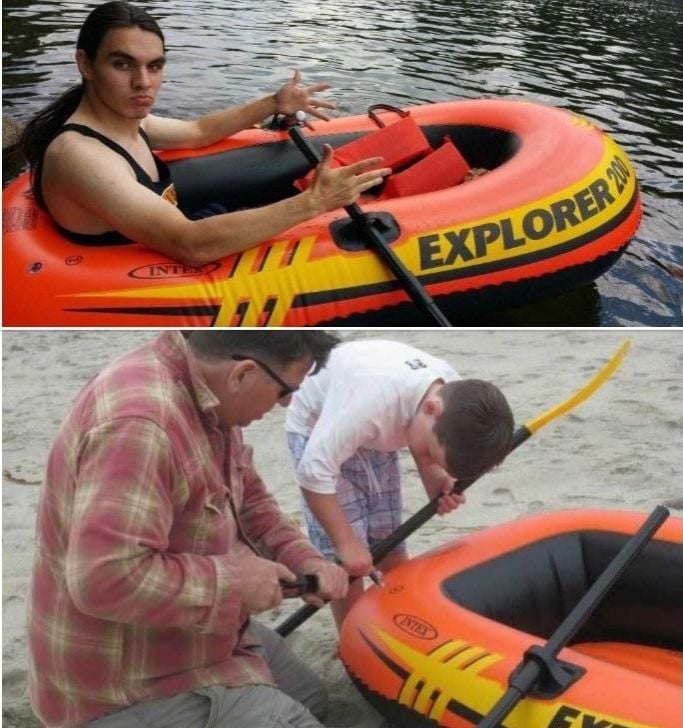 Picture of Intex Explorer 200 Inflatable Two Person Boat Inflatable Boat Set For Adults - Inflatable Fishing Boat With Paddle, Pump, Lake, Pool Rose Red 