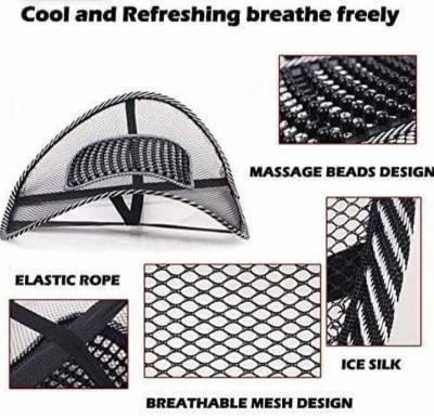 Picture of Buy 1 Get 1 FREE Office chair back support 2 pcs Lumbar Lower Back Support Mesh Cushion Black 