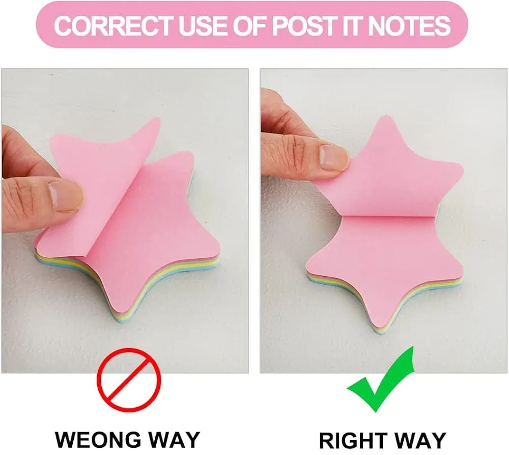 Picture of 100 Sheets Sticky Notes 3X 3 in Multicolor Star ,love ,flower Shaped Colorful Sticky Memo ,Funny Cute Self-Stick Removable Easy to Post for Office School,Business Home and Personal Use（100 Sheets/Pad) Multicolor 