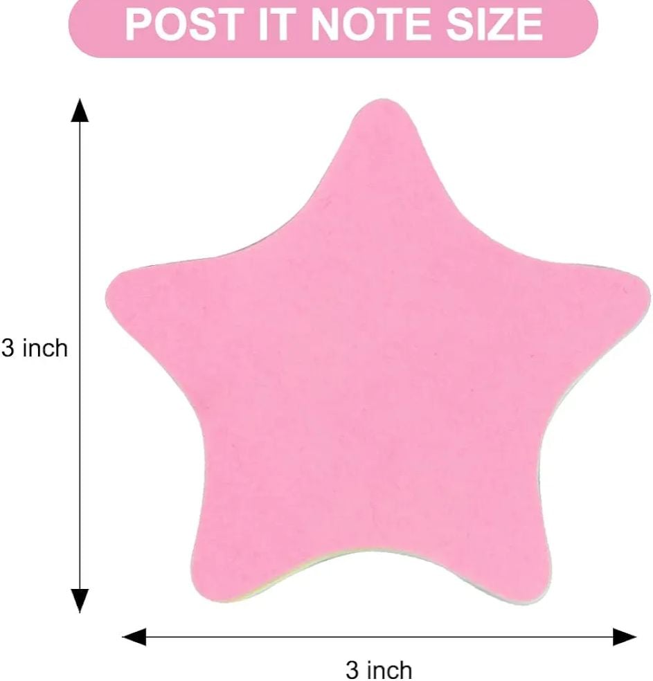 Picture of 100 Sheets Sticky Notes 3X 3 in Multicolor Star ,love ,flower Shaped Colorful Sticky Memo ,Funny Cute Self-Stick Removable Easy to Post for Office School,Business Home and Personal Use（100 Sheets/Pad) Multicolor 