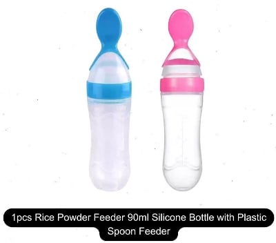 Picture of Silicone Baby Food Dispensing Spoon & Feeder, Travel Baby Training Bottle with Spoon Soft Head Baby Feeding Tools  1 PCS Travel Baby Training Bottle with Spoon Soft Head Baby Feeding Tools  