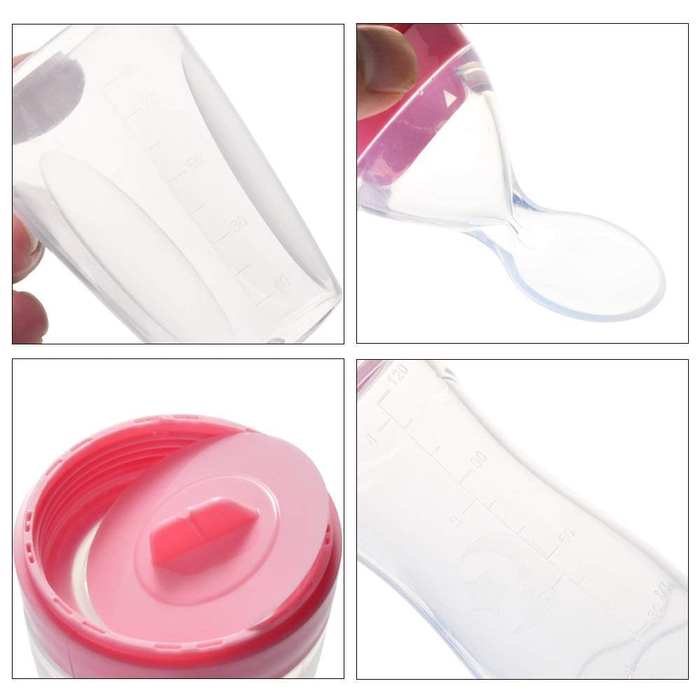 Picture of Silicone Baby Food Dispensing Spoon & Feeder, Travel Baby Training Bottle with Spoon Soft Head Baby Feeding Tools  1 PCS Travel Baby Training Bottle with Spoon Soft Head Baby Feeding Tools  