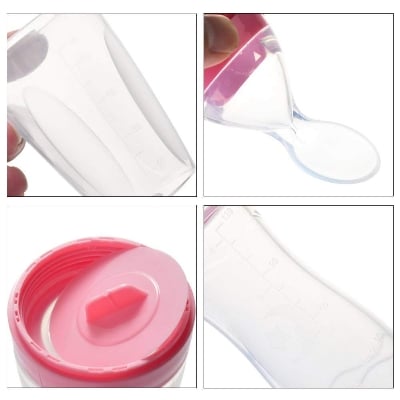 Picture of Silicone Baby Food Dispensing Spoon & Feeder, Travel Baby Training Bottle with Spoon Soft Head Baby Feeding Tools  1 PCS Travel Baby Training Bottle with Spoon Soft Head Baby Feeding Tools  