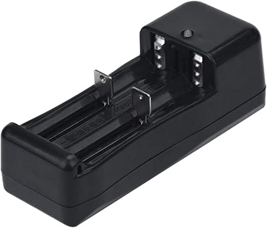 Picture of Dual Lithium Battery Charger for 3.7V Batteries for Different Sizes Universal double Charger For 3.7V 18650 16340 14500 Li-ion Rechargeable Battery Black 