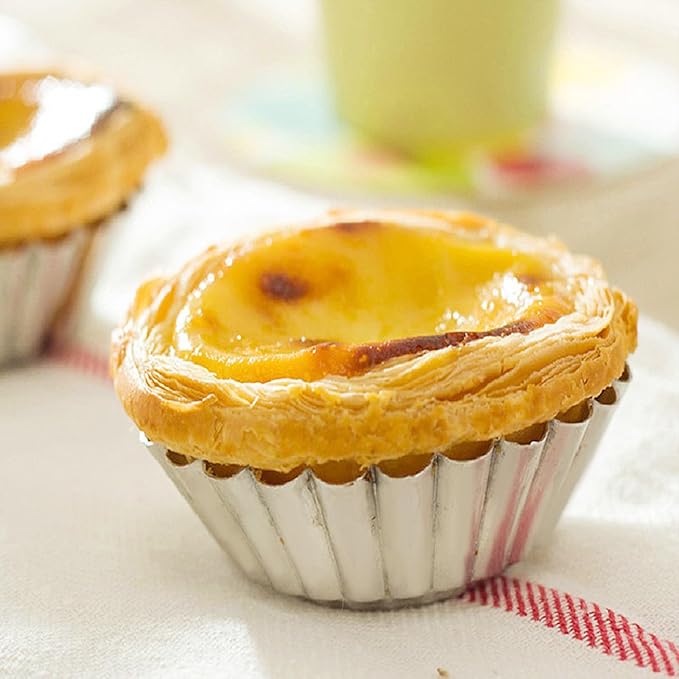 Picture of 9 Pcs Egg Tart Aluminum Cupcake Cake Cookie Mold Tin Baking Tool For Cakes Bakeware Mould Kitchen Pastry Tools - Versatile Baking Molds For Delicious Treats Silver 