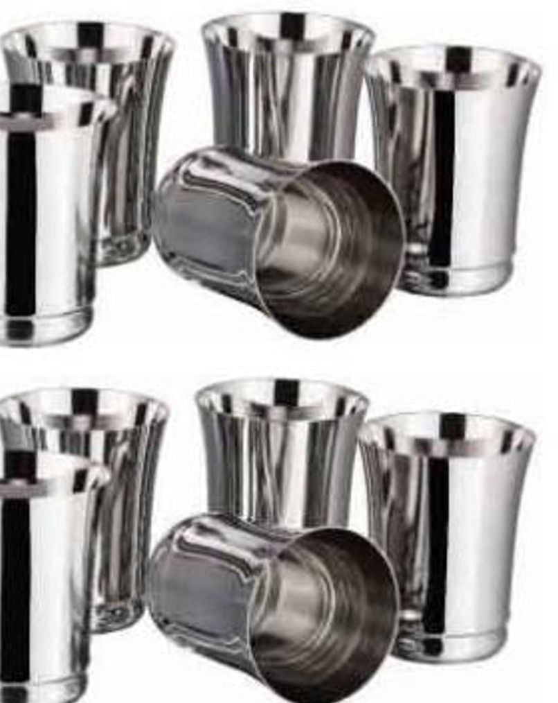 Picture of 5 PCS Stainless Steel Glass Food Grade Steel | Rust Proof & Durable | Mirror Finish | Stackable Drinking Tumblers for Home, Kitchen, Office Silver 