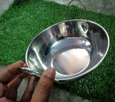 Picture of Induction Cooker Mini Steel Korai 8 inches Frying Pot Induction Frying Pan Pots for Cooking Stainless Steel Pans Hot Pot Saucepan Silver 