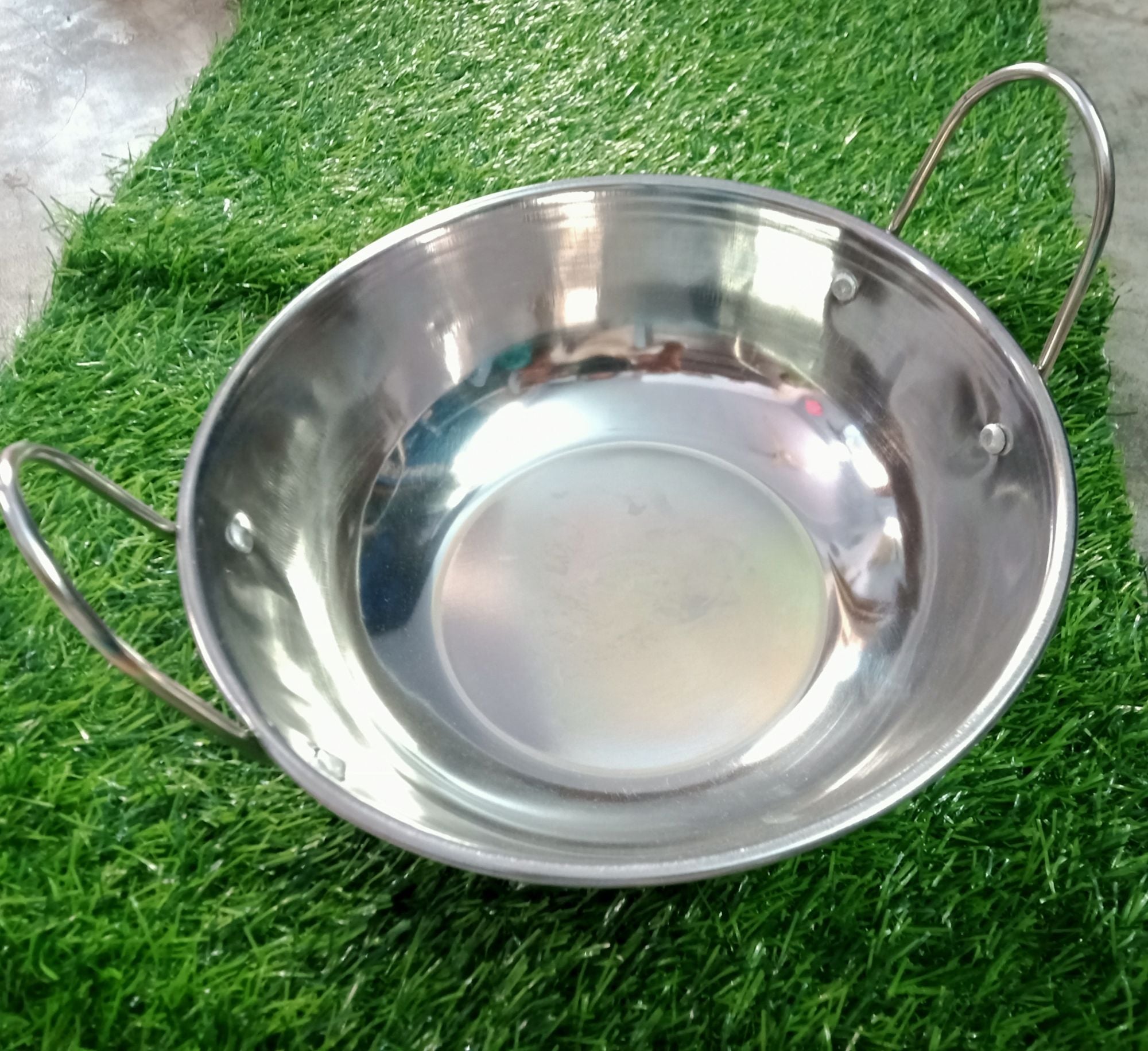 Picture of Induction Cooker Mini Steel Korai 8 inches Frying Pot Induction Frying Pan Pots for Cooking Stainless Steel Pans Hot Pot Saucepan Silver 