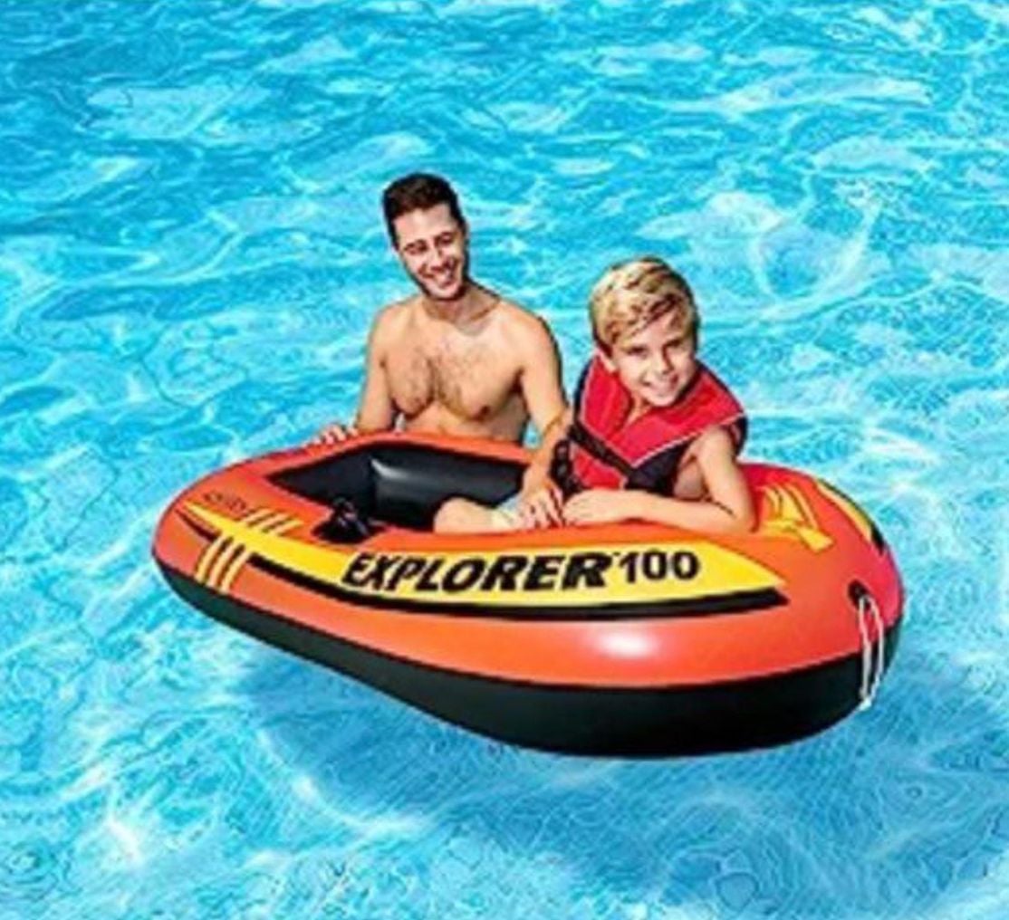 Picture of INTEX Explorer 100 Inflatable Boat Series: Dual Air Chambers Sporty Design intax 100 inflatable boat water sports boat Orange 