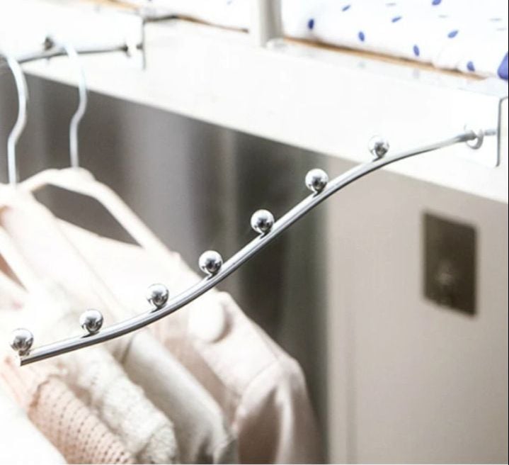 Picture of Cloth display hanger Dedside hook Hat Towel Coat Wall Decor Clothes Hangers Racks With 7 Hooks Storage Door Silver 