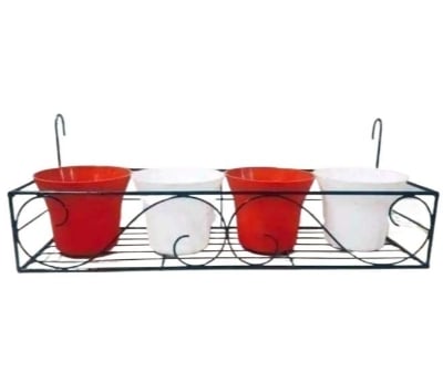 Picture of Metal Grill Rack Hanging Planter Pot hanging flower holder 20x9x4 inches -1 Pcs Black 
