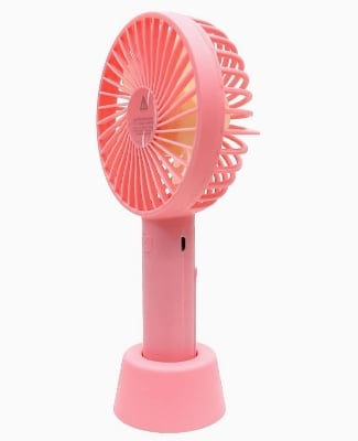 Picture of Rechargeable Hand Fan Summer Cooling Mini Fan with Standing Holder Handy Base For Home Office Indoor Outdoor Travel Multicolor 