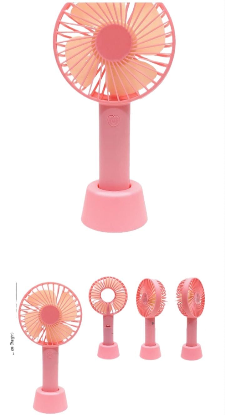 Picture of Rechargeable Hand Fan Summer Cooling Mini Fan with Standing Holder Handy Base For Home Office Indoor Outdoor Travel Multicolor 