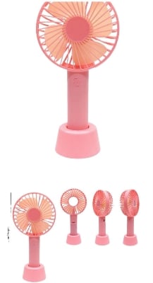 Picture of Rechargeable Hand Fan Summer Cooling Mini Fan with Standing Holder Handy Base For Home Office Indoor Outdoor Travel Multicolor 
