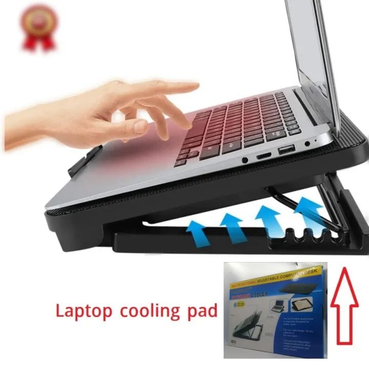 Picture of Laptop Cooling pad Laptop Cooler Stand Laptop Fan Cooling pad for 11-15.6 Inch Gaming Notebooks, 2 Turbine Fans,4 Angle Adjustable Laptop Cooling Stand Black 