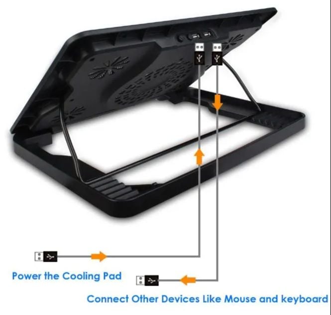 Picture of Laptop Cooling pad Laptop Cooler Stand Laptop Fan Cooling pad for 11-15.6 Inch Gaming Notebooks, 2 Turbine Fans,4 Angle Adjustable Laptop Cooling Stand Black 