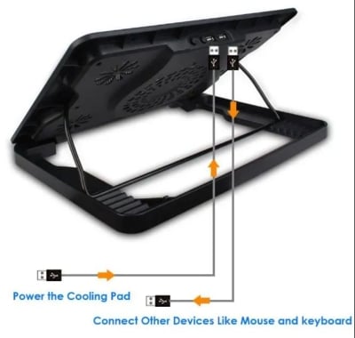 Picture of Laptop Cooling pad Laptop Cooler Stand Laptop Fan Cooling pad for 11-15.6 Inch Gaming Notebooks, 2 Turbine Fans,4 Angle Adjustable Laptop Cooling Stand Black 