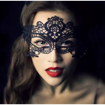 Picture of Fashionable Women Lace Masquerade Hot Eye Mask For Gothic Fancy Dress Hen Party Halloween - Black