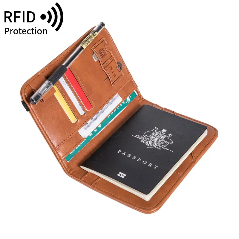 Picture of Multi-Function P-Hassport Cover with Zipper Fashionable Leather Fashionable P-Resport Holder PU Leather Travel Bag For Men and Women