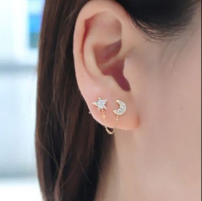 Picture of Stylish Star Moon Design Stud Earring For Women