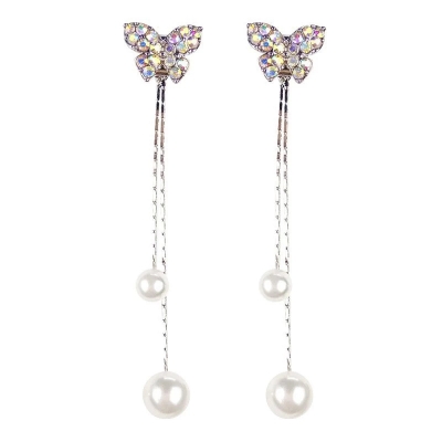 Picture of Stylish Crystal Long Tassel Drop Dangle Earrings For Women