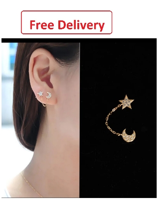 Picture of Stylish Star Moon Design Stud Earring For Women