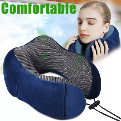Picture of Valvet Travel Neck-Pillow Folding U-Shaped Memory Foam + Eye Masks Soft Massage Pillow for Sleeping in Bus Car Plan